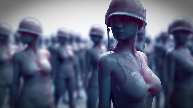 水着を着た女性兵士の像